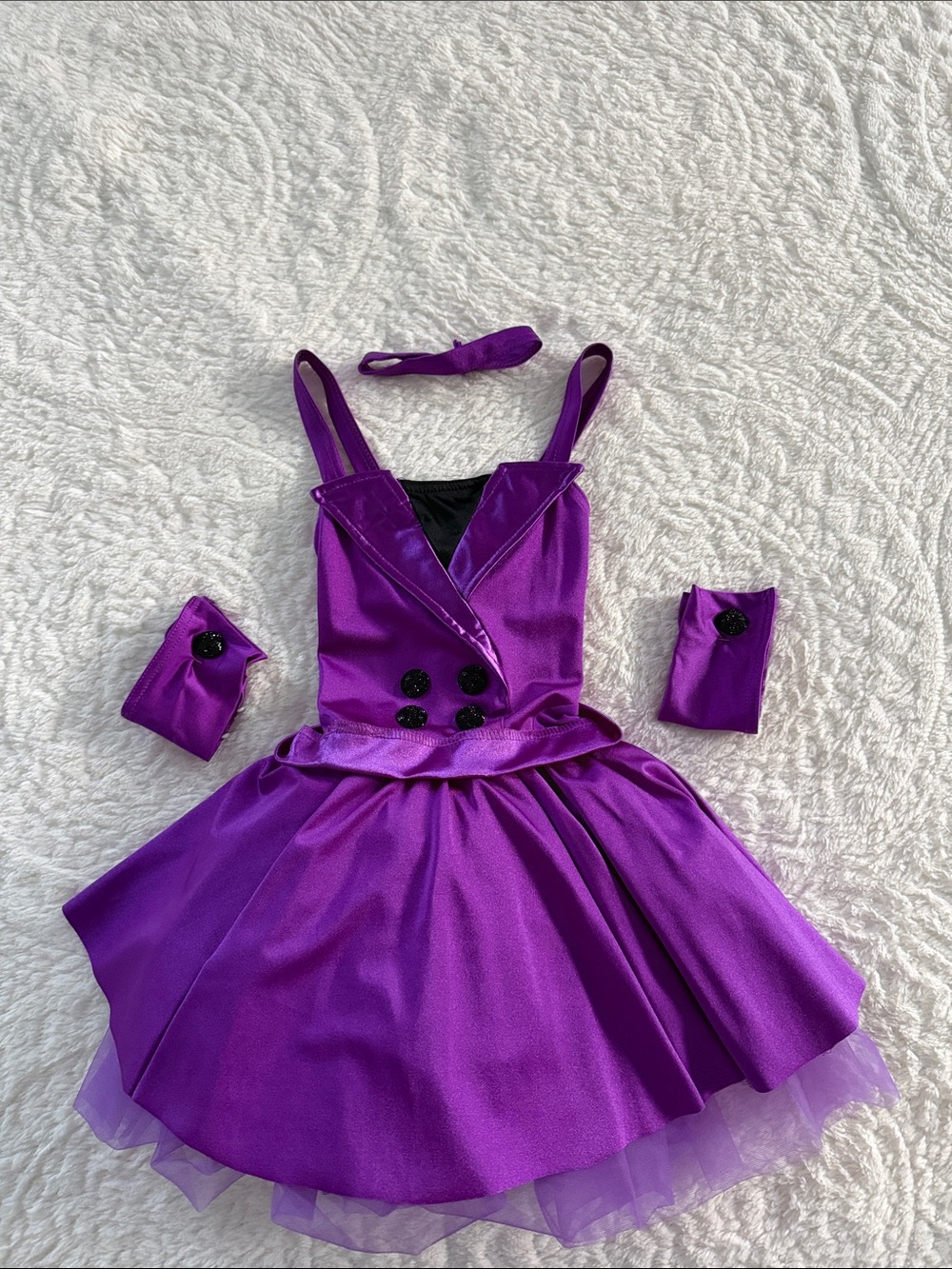 Weissman Shiny Purple Girls' Costume Dress with Headband and Wrist Cuffs